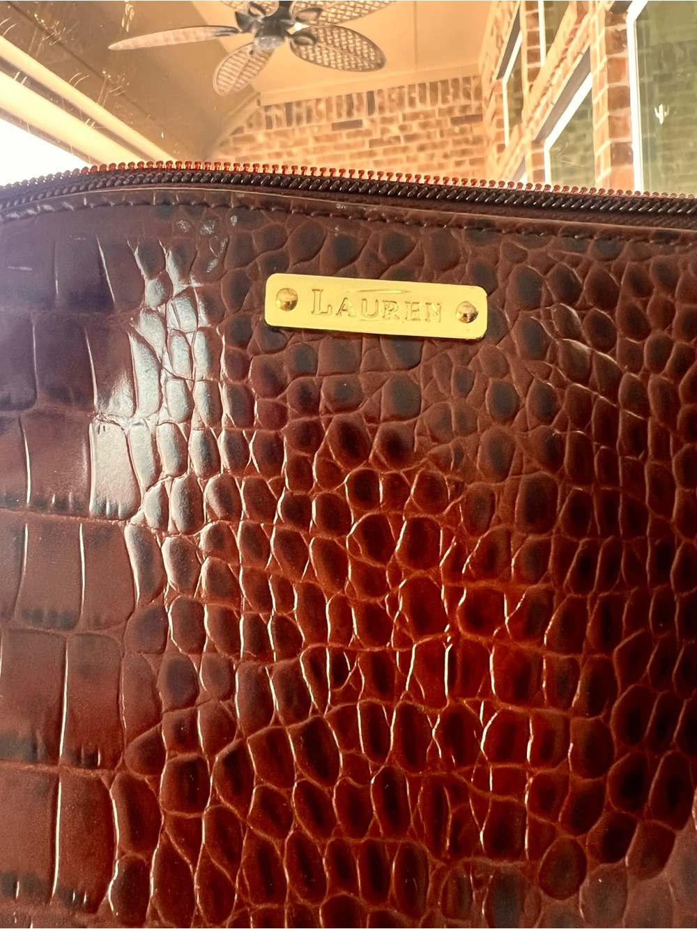 NWOT Vintage 90s Ralph Lauren Croc Embossed Leather Baguette Bag 🐝 - Picture 6 of 12